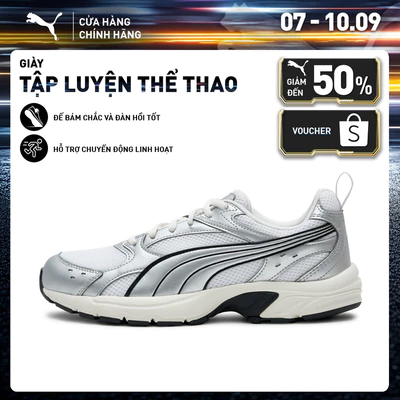 Giày Thể Thao PUMA Unisex Milenio Tech LT White-Silver-Feather Gray Màu Trắng