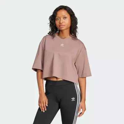 adidas Phong cách sống Áo Thun Lửng Essentials Nữ nâu JJ3384