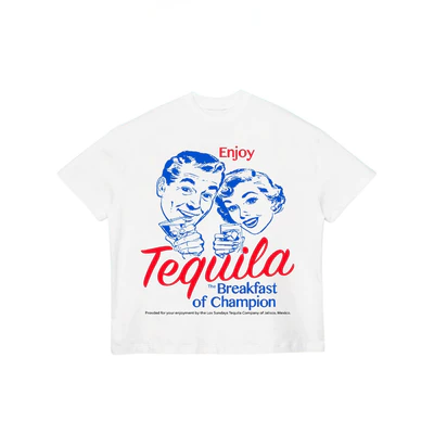 TheGlam CHÍNH HÃNG - Áo Thun Trắng Form Boxy UNISEX "TEQUILA" - Áo Nam Nữ Cotton Thoáng mát - TS06-17