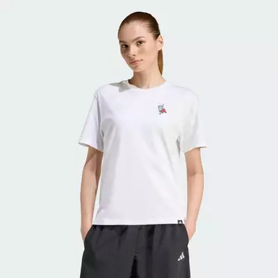 adidas Phong cách sống ÁO THUN DÁNG CHUẨN GRAPHIC FOOD Nữ trắng KA5076