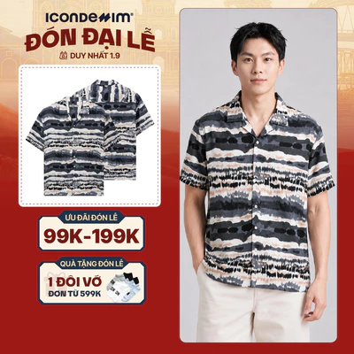 Áo Sơ Mi Nam ICONDENIM Tay Ngắn Sandstorm Form Relaxed SMID0393
