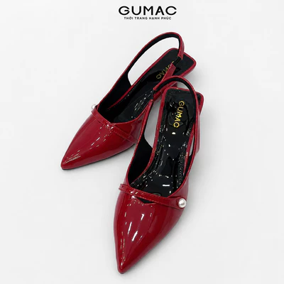 Giày Cao Gót Nữ GUMAC Bít Mũi Nhọn 6.5cm Quai Hậu Slingback Chất Da Lụa PU Thời Trang Đi Tiệc GG03018
