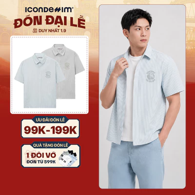 Áo Sơ Mi Nam ICONDENIM Tay Ngắn Campus League Form Boxy SMID0388