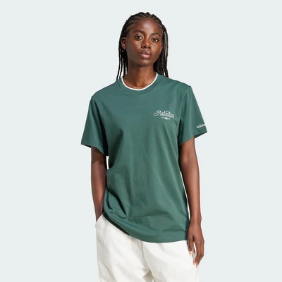 adidas Phong cách sống Áo Thun Graphic Dáng Suông Nữ màu xanh lá IX3540