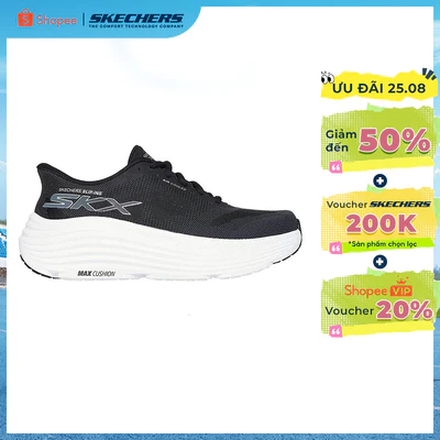 Giày Thể Thao Nữ Skechers Slip-ins Max Cushioning Endeavour Hallandale-129473-BKW Air-Cooled Goga Mat Online Sale