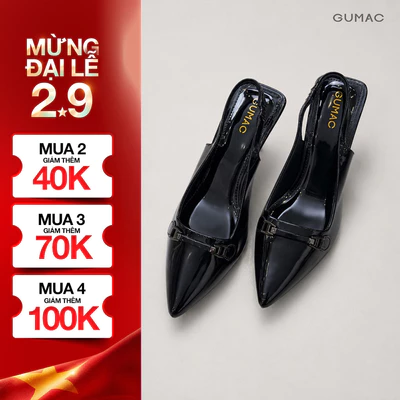 Giày Cao Gót Nữ GUMAC Thiết Kế Mũi Nhọn Cao 7cm Phối Khóa Thanh Lịch Sang Trọng GF07035
