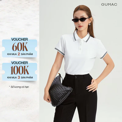 Áo Polo Nữ GUMAC Áo Thun Cá Sấu Cổ Phối Viền Co Giãn Thanh Lịch Công Sở, Thể Thao LPLE0917