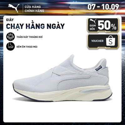 Giày Chạy Bộ PUMA Nữ Softride Charm Sliptech Wns Silver Mist-Warm White-Deep Plum Màu Xám