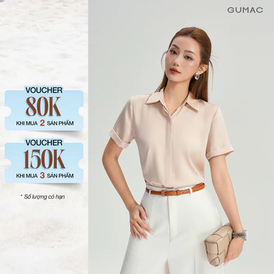 [MUA 2 GIẢM 80K] Áo Sơ Mi Nữ GUMAC Công Sở Tay Ngắn Nẹp Giấu Nút Đứng Form Chất Lụa Dày Dặn Cao Cấp LAF0339