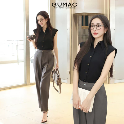 Áo kiểu nữ dáng suông GUMAC vai có đệm mỏng rã đô thân trước và thân sau  AF01048