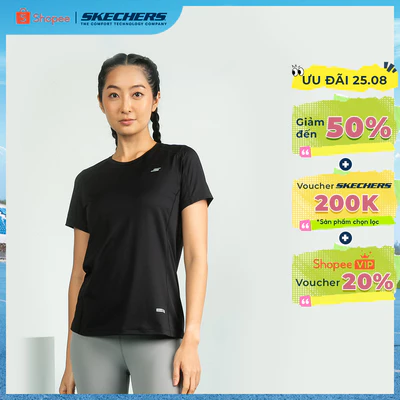 Áo Thun Tay Ngắn Nữ Skechers Walking Performance Short Sleeve Tee - SP325W350-0018