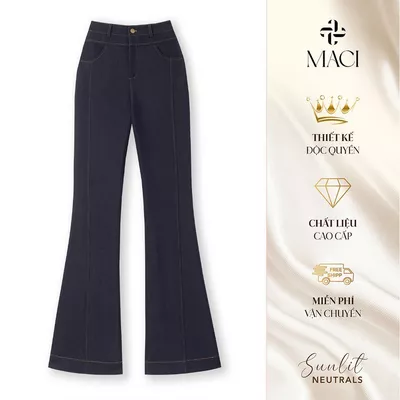 Quần Denim Ống Loe Diễu Chỉ MACI MCQQJXD0300 Thời Trang Nữ Thiết Kế Độc Quyền