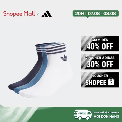 [Duy nhất 8.8 - VOUCHER 30%]adidas Phong cách sống Tất Trefoil cao đến cổ chân 3 đôi Unisex trắng HL1704