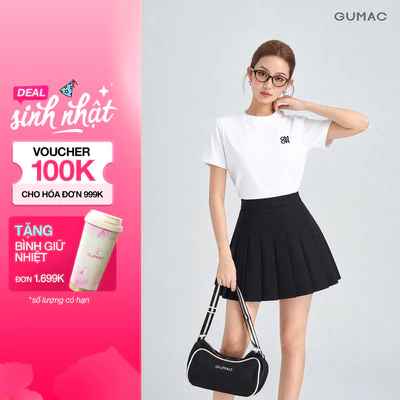 Chân Váy Nữ Gmorning - GUMAC Form Midi Xếp Ly Dây Kéo Sườn Tinh Tế Dễ Mặc YVG05017