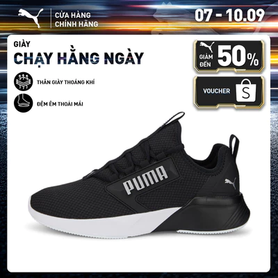 Giày Chạy Bộ PUMA Nữ Retaliate Mesh WNS Black-Metallic Silver Màu Đen