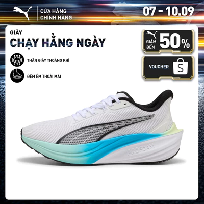 Giày Chạy Bộ PUMA Unisex Darter Pro White-Black-Mint Melt-Speed Blue Màu Trắng