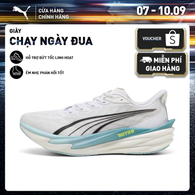 Giày Chạy Bộ PUMA Nam Deviate NITRO 4 White-Fresh Water Màu Trắng