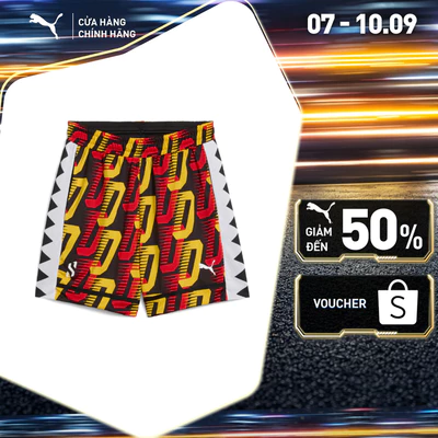 Quần Đùi Thể Thao PUMA Nam Scoot Tra AOP All Jaws Short Black-AOP Màu Đen