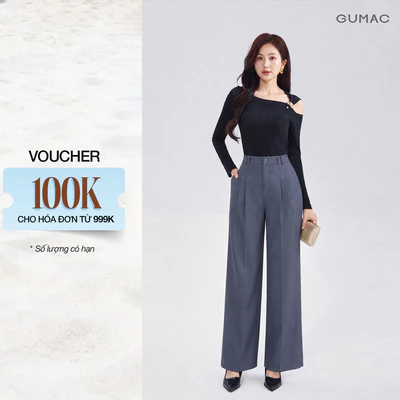 Quần Công Sở GUMAC Form Ống Rộng Thiết Kế Tối Giản Thoải Mái Thanh Lịch Hiện Đại LQG05069