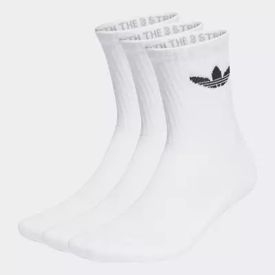 adidas Phong cách sống Bộ 3 Đôi Tất Cổ Cao Lót Đệm Ba Lá Unisex trắng IJ5616