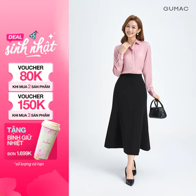 Chân Váy Đuôi Cá Nữ GUMAC Chân Váy Công Sở Dáng Dài Lưng Cao Xòe Nhẹ Nhàng LVF1014 - LVG0406