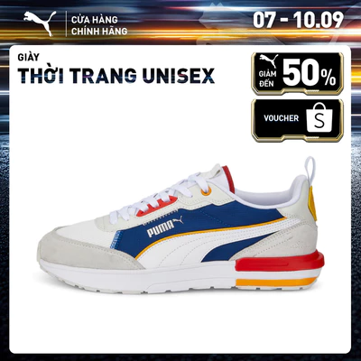 Giày Thời Trang PUMA Unisex R22 Blazing Blue-White-Vaporous Gray-Burnt Red Màu Xanh