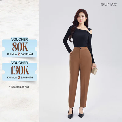 [MUA 2 GIẢM 80K] Quần Baggy Nữ 91cm GUMAC Quần Tây Ống Đứng Lưng Cao Bigsize Công Sở Chất Tuyết Mưa Cạp Cao LQF0110