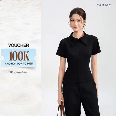 Áo polo nữ GUMAC form ôm thân trước có dây kéo giọt nước chất liệu mềm mịn APG05021