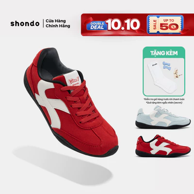 Giày Thể Thao Sneaker Unisex Shondo Class 7 Đế Thấp Cao Su Da Lộn Nhiều Màu