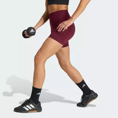 adidas Gym & Training 3 Stripes Studio All Me Booty Short Leggings Women Burgundy HZ0870