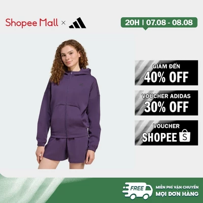 [Duy nhất 8.8 - VOUCHER 30%]adidas Phong cách sống Áo Hoodie Khóa Kéo Dọc Thân Logo Nhỏ Future Icons Nữ Màu tím JX0441