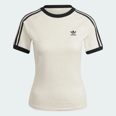adidas Phong cách sống Áo Thun Raglan Slim 3 Sọc Nữ trắng IR8104