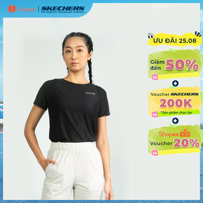 Áo Thun Tay Ngắn Nữ Skechers Walking Performance Short Sleeve Tee - SP325W314-0018