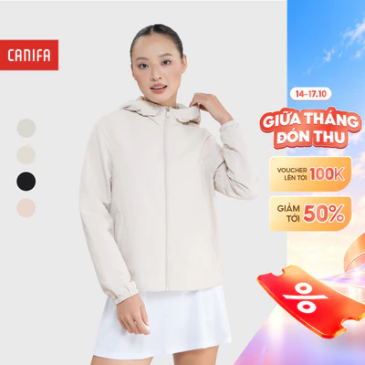 Áo khoác gió đa năng nữ CANIFA dài tay có mũ cản gió chống nước 6OT25W024