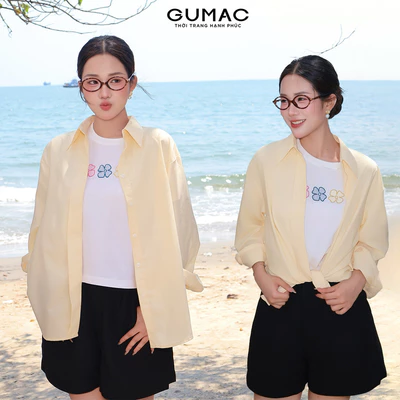 Áo sơ mi nữ Gmorning - GUMAC form rộng thoải mái phối nẹp giữa  YAF11019