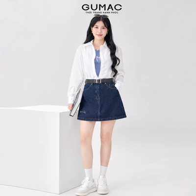 Áo sơ mi nữ Gmorning - GUMAC trắng tay dài phối viền ren vải si thoáng mát  YAE12016