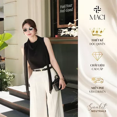 Áo Cổ Thuyền Vạt Bèo Chất Liệu Chiffon Hàn MACI MCAATDE0183 Thời Trang Nữ Thiết Kế Độc Quyền