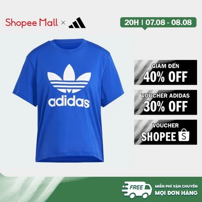 [Duy nhất 8.8 - VOUCHER 30%]adidas Phong cách sống Áo Thun Boxy Ba Lá Adicolor Nữ Màu xanh da trời IN8437