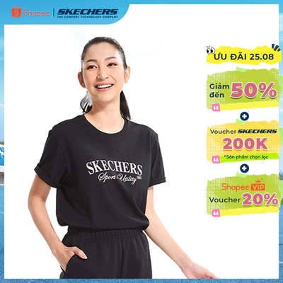 Áo Thun Tay Ngắn Nữ Skechers LifestylePhysicalAcademiaCollectionIconic Short Sleeve Tee-L125W044-0018 Online Sale