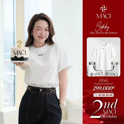 Áo Phông Bổ Thân Chất Cotton Kèm Tag MACI MACI MCAATTR0399 Thời Trang Nữ Thiết Kế Độc Quyền