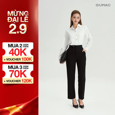 [MUA 2 GIẢM 140K] Quần Ống Đứng Nữ 95cm GUMAC Quần Tây Lưng Cao Quai Dê Chất Tuyết Mưa Công Sở Cạp Cao LQF0626