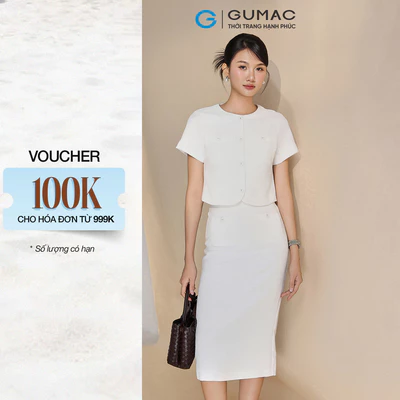 Set Lẻ Áo Kiểu Nữ GUMAC Túi Đắp AF10065- Chân Váy Nữ GUMAC Suông Túi Đắp VF10066