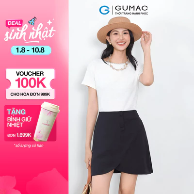 Áo thun nữ GUMAC ôm nhẹ cổ thuyền phối ren trắng hồng thun xốp mềm co giãn tốt ATF01038