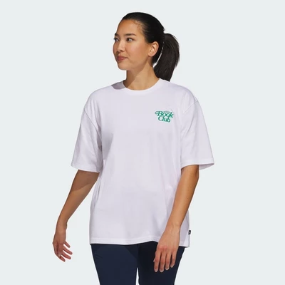 adidas Đánh gôn Áo Thun Oversize Golf Book Club Graphic Nữ trắng JI9500