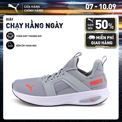 Giày Chạy Bộ PUMA Unisex Softride Enzo 6 Cool Mid Gray-White-Ultra Red Màu Xám
