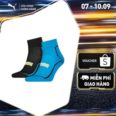 Bộ 2 Đôi Vớ Thời Trang PUMA Unisex Various U Running Quarter H Ter blue / black Màu Xanh