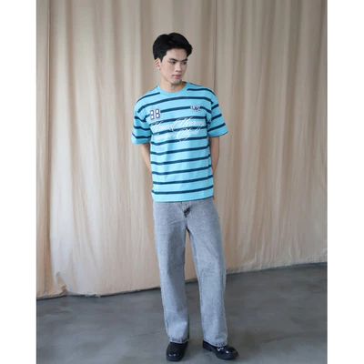 ÁO THUN OVERSIZE U2M2- ÁO OVS SỌC SUMMER NIGHT