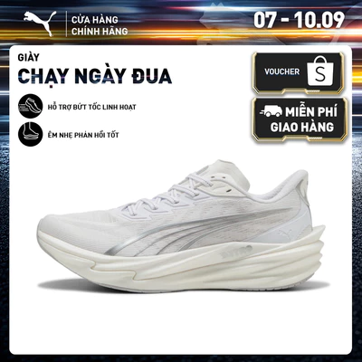 Giày Chạy Bộ PUMA Nam Deviate NITRO 4 White-Feather Gray Màu Trắng