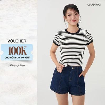 Áo Thun Nữ GUMAC Form Suông Vừa Vặn Cổ Tròn Phối Bo Tay Ngắn Chất Vải Co Giãn Thoải Mái ATG07080