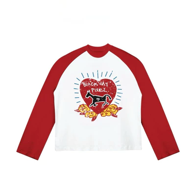 TheGlam CHÍNH HÃNG - Áo Thun Tay Dài “BLACK CAT PIXEL” Raglan Form Boxy - TS06-14